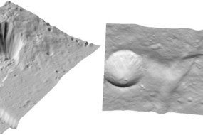 Links: DEM von ein Tal. Rechts: DEM von einem Krater